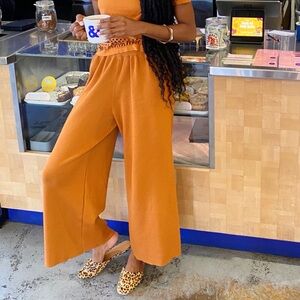 High Waist Pull On Lounge Knit Wide Leg Pants
